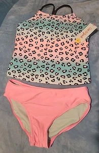 Girls' 2pc Cute Cat Animal Leopard Print Bikini Swimsuit Set Cat & Jack Pink XL - Picture 1 of 1