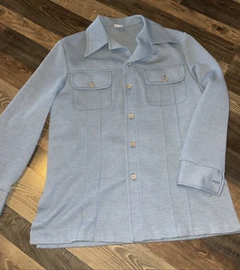 Jantzen 100 Button Down Blue Shirt/Jacket Size 42 Vintage - Picture 1 of 16