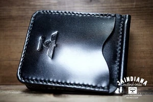 Cordovan Leather Money Clip / Hand Sewing Hand made/ From Japan - Picture 1 of 17