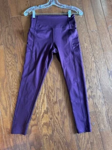 Victoria's Secret Women’s Sz 6 Studio Leggings Pockets Wine Soft Rose Gold Logo - Picture 1 of 8