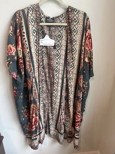 Angie Bohemian Floral Kimono Cardigan, Size Large NWT - Picture 1 of 7