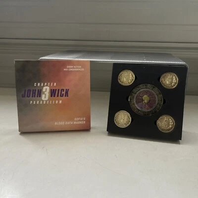 Nuevo John Wick 3 RÉPLICA PELÍCULA TAMAÑO REAL Juego de marcadores de juramento de sangre Foto 1 de 4