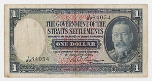 Straits Settlements 1 Dollar 1935 P62b King George Original VF Tiger Woman Rare - Picture 1 of 6