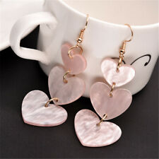 Acrylic Pink Heart Drop Dangle Hook Earrings For Women Girl Fashion Jewelry ST