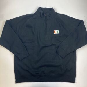 Miami Hurricanes Ouray Mens 1/4 Zipper Pullover Sweatshirt Black XXL New