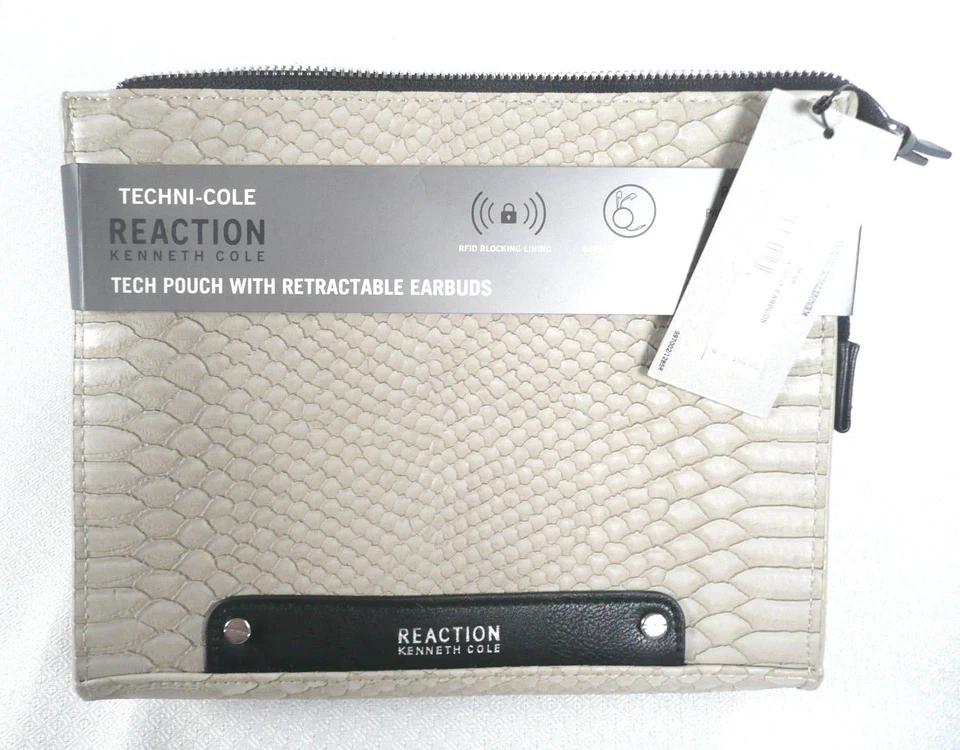 Kenneth Cole IPad Cover Techini Cole RFID Blocking Travel Pouch Earbuds MINK New - Image 1 of 4