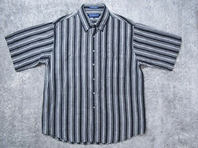 Camisa Claybrooke Para Hombre Vestido Grande Negro Rayas Manga Corta Cuello Abotonado Foto 1 de 4