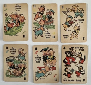 Juego de 6 tarjetas Russell MFG Three Little Pigs Disney - Imagen 1 de 10