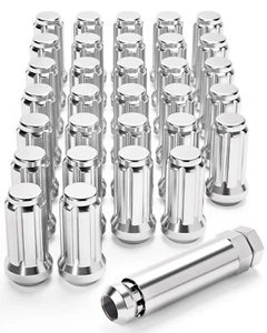 OMT M14x1.5 Wheel Lug Nuts 32 Pack, Chrome Lug Nuts 2 inches Tall Spline Drive - Picture 1 of 8