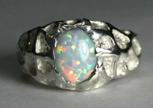 Anillo de plata esterlina 925, ópalo blanco creado, SR168 - Imagen 1 de 6