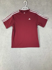 Adidas Boys Short Sleeve Crew Neck Burgendy Red Athletic T Shirt Size L - Picture 1 of 8