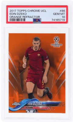 2017 Topps Chrome UCL Edin Dzeko Orange Refractor #86 /25 PSA 10 - Image 1 of 2