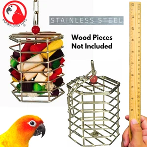 Bonka Bird Toys 00197 Large Stainless Steel Baffle Cage 6X6 Treats Puzzle Parrot - Picture 1 of 8