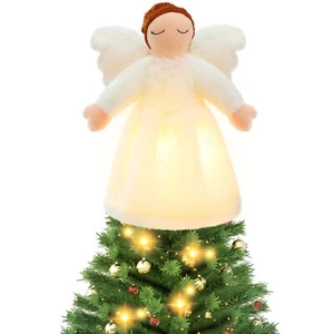 7.6 Inch Lighted Angel Christmas Tree Topper White Angel Tree Topper Cute Ang... - Picture 1 of 6