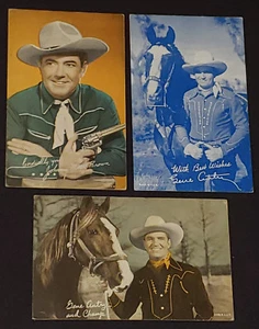 1950's WESTERN MOVIE STARS ARCADE EXHIBIT CARDS (3) - GENE AUTRY, JOHNNY M.BROWN - Picture 1 of 7