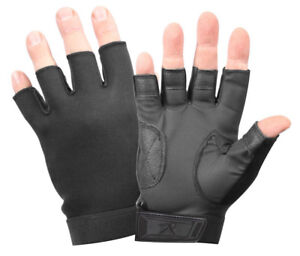 tactical fingerless gloves stretch fabric black rothco 3460