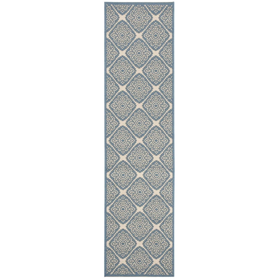 SAFAVIEH Indoor Outdoor BHS132N Beach House Cream / Blue Rug - Image 1 of 1