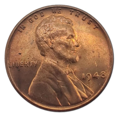 1948-P Uncirculated Lincoln Wheat Cent Penny MS Mint State Copper Cover