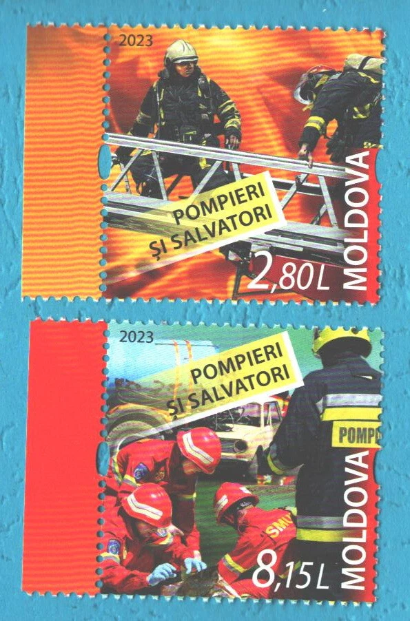 Moldavia 2023 Bomberos y rescatistas, Pompiers, conjunto, MNH Foto 1 de 1