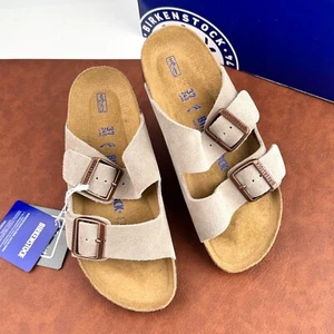 Birkenstock Arizona Classic Taupe Suede Leather Soft Sandals Narrow / Wide - Picture 1 of 14