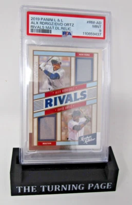Alex Rodriguez/David Ortiz 2019 Panini Leather & Lumber Rivals Dual Relic PSA 9 - Image 1 of 3