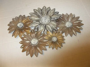 Vintage "New View" MCM Metal Sunflower Wall Art Hanging Décor 14"x19" - Foto 1 di 3
