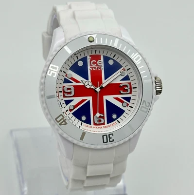 Men's ICE-WATCH All White Diver Style Union Jack Dial Watch, 44mm, Rubber Strap - Image 1 of 4