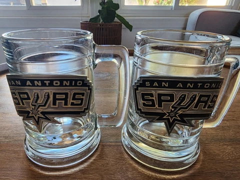 NEW San Antonio Spurs Pint Beer Glass Mugs | Pewter Enamel 3D Logo Heavy | 2004 Cover