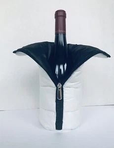 Wine Bottle Cooler Bag insulated zippered white black - Picture 1 of 5