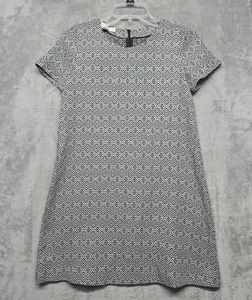 Mango Dress Womens Sz 2 Black White Silver Woven A Line Shift Knee Length - Picture 1 of 13