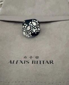 100% Authentic Alexis Bittar Crystal Confetti Black Lucite Puffy Ring SOLD OUT - Picture 1 of 20