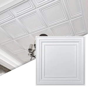 Art3d PVC Drop Ceiling Tiles,Glue Up Plastic Panel,24x24in,48 sq.ft (12Pcs) - Picture 1 of 36