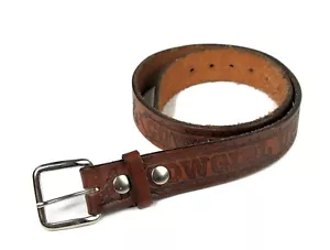 Western Leather Belt Cowgirl Up Kendelle Brown Engraved Fits 26"-33" S/M USA - Picture 1 of 13