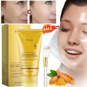 Máscara de envoltura nocturna de colágeno de cúrcuma ácido kójico, máscara facial despegable con cepillo - Imagen 1 de 18