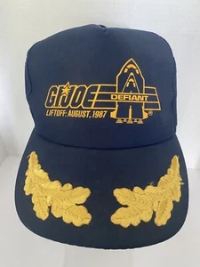 Vintage G.I. Joe Hat Trucker Gold embroidered leaves Navy 1987 Defiant Liftoff - Picture 1 of 10