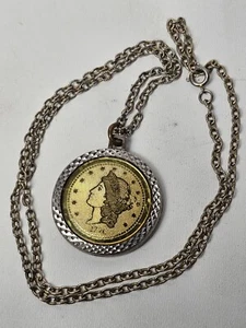 Vintage Gold Silber Ton 1776 Bi Centennial Twenty D Münze Halskette (Kostüm) - Bild 1 von 5