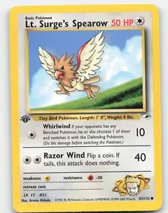 LT SURGE'S SPEAROW 83/132 1ST EIDTION POKEMON 2000 GYM CHALLENGE NM - Picture 1 of 2