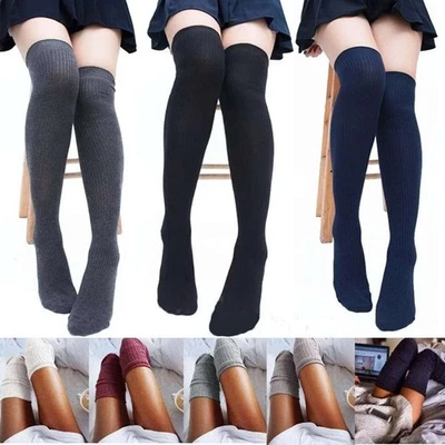Long Socks Winter Warm Over Knee High Socks Knitted Women Long Stockings Thigh - Image 1 of 4