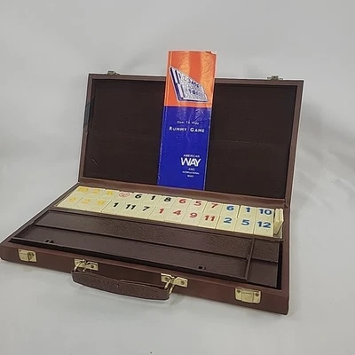Vintage Rummy-O Rummikub Game Faux Leather Carrying Case 106 Tiles w/ Booklet - Image 1 of 4