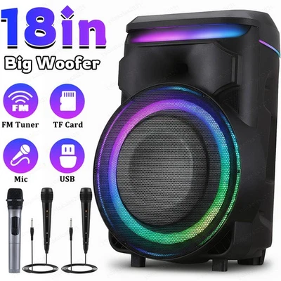 8" Loud Portable Bluetooth Speaker Sub woofer Heavy Bass Sound System Party+Mic - Image 1 of 4