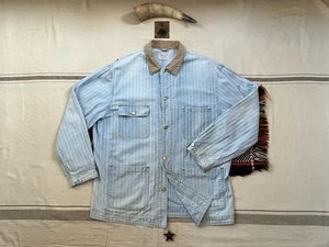 Ralph Lauren Made USA Engineer Chore Jacket L-XL Herringbone Denim Cord Collar - Picture 1 of 22