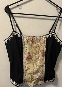Top Luna Luz grande floreale lino stile patchwork stile corsetto (non corsetto) - Foto 1 di 7