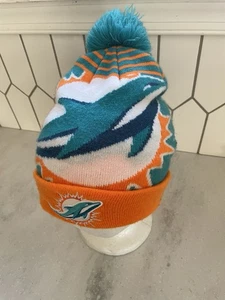 Miami Dolphins Gorro Pom Gorra Oficial NFL Nueva Era Cálido Invierno Equipo Aletas - Imagen 1 de 7