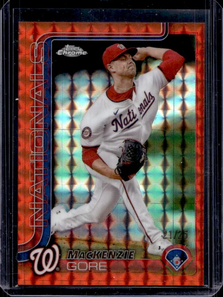 2025 Topps Chrome MacKenzie Gore Orange Geometric Refractor #21/25 Nationals - Image 1 of 2
