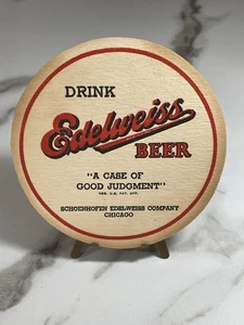 Scarce Version Vintage Edelweiss 4 1/4” Chicago Beer Coaster - Picture 1 of 4