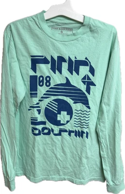 Pink Dolphin Logo Adult Men Long sleeve T-Shirt Seafoam Green 08 logo  SMALL - Image 1 of 2