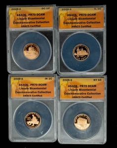 2009-S Lincoln Cent 1c 4 Pc Bicentennial Commemorative Group PR70 DCAM ANACS  - Picture 1 of 3
