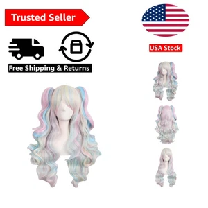 Synthetic Long Curly Wig - Pink, Blue, Blonde Ponytails for Fashionistas - Picture 1 of 10