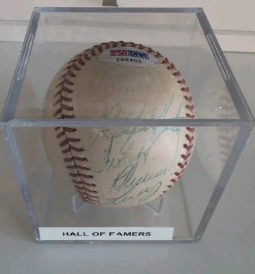 Hank Aaron, George Brett, Catfish Hunter, Frank Robinson+ AUTO signed Ball PSA - Image 1 of 4