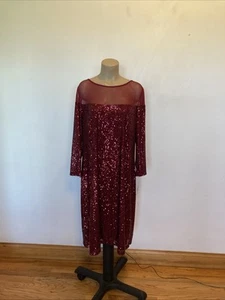 NEW 119. style 2428W R & M Richards size 16W merlot red sequin dress - Picture 1 of 24
